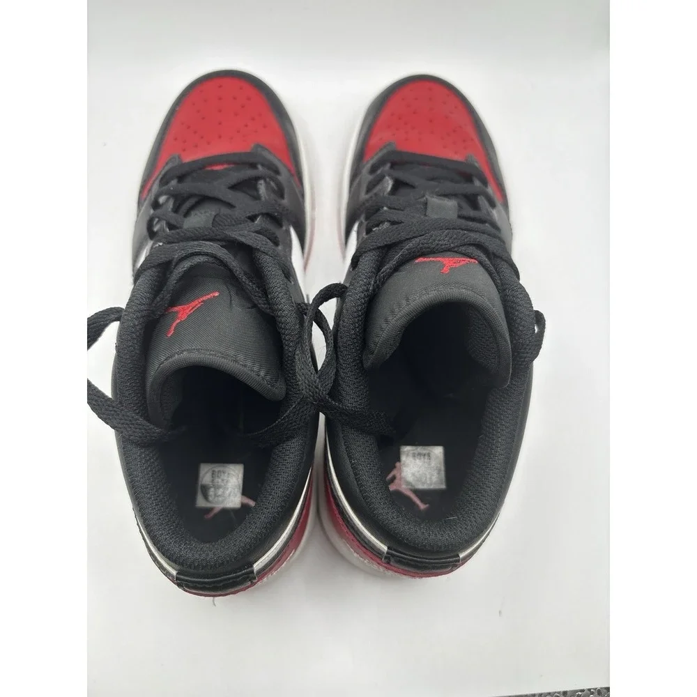 Kids Size 5.5Y Nike Air Jordan 1‎ Low GS Black Red White Sneakers 553560 161